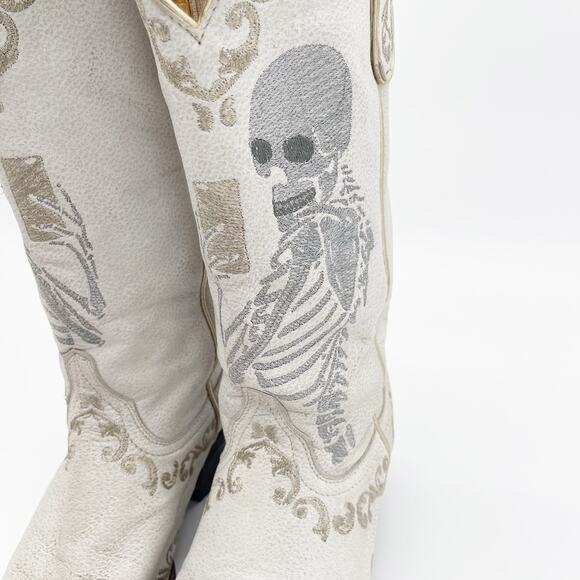 Yippee Ki Yay Old Gringo Women's 7.5 White Skeleton Selfie Western Cowgirl Boots - Picture 8 of 12